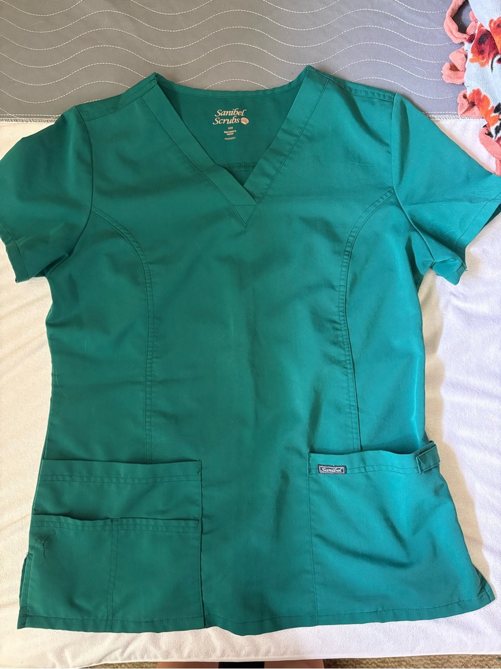 Sanibel Teal V-Neck Scrub Top